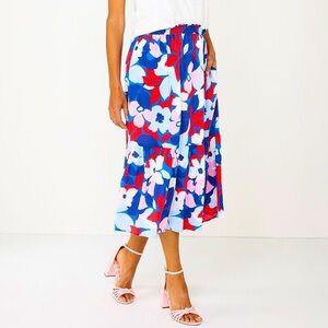 Draper James Floral Midi Skirt in Blue and Red